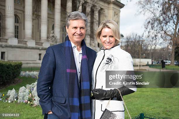 Faye Walichnowski wears a Chanel suit, gloves, shoes and bag with Wentworth property Ventures CEO Peter Walichnowski on day 3 of Paris Haute Couture...