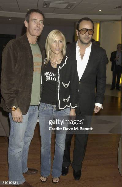 Businessman Tim Jeffries with partner Alexandra Miller Von Furstenberg and Fashion Designer Tom Ford at the charity premiere of Michael Moore's...