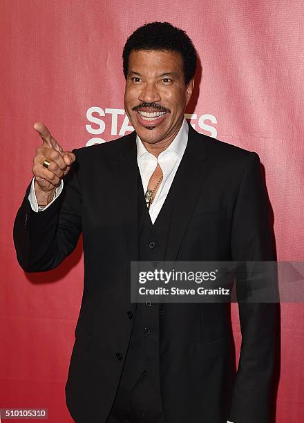 Honoree Lionel Richie attends the 2016 MusiCares Person of the Year honoring Lionel Richie at the Los Angeles Convention Center on February 13, 2016...
