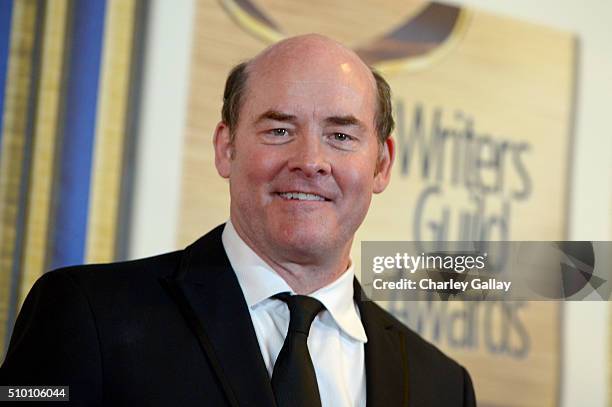 Actor/comedian David Koechner poses in the Press Room during the 2016 Writers Guild Awards at the Hyatt Regency Century Plaza on February 13, 2016 in...