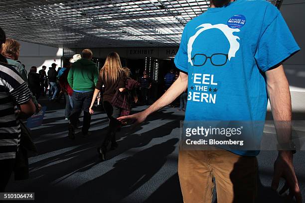 Attendees enter a campaign event for Senator Bernie Sanders, an independent from Vermont and 2016 Democratic presidential candidate, at the Colorado...