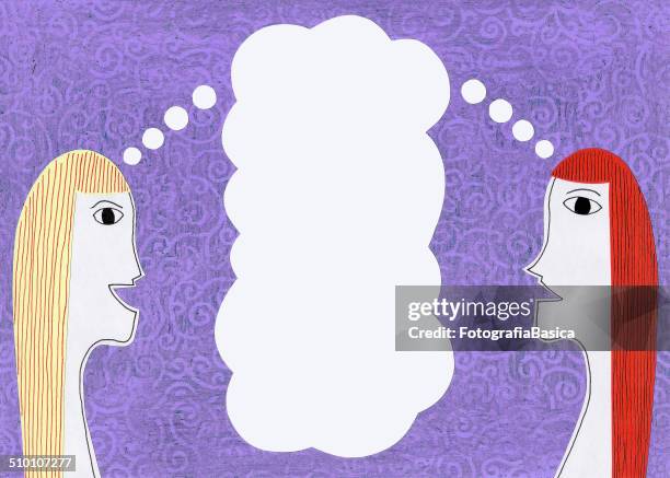 women sharing thoughts - ginger isolated stock illustrations
