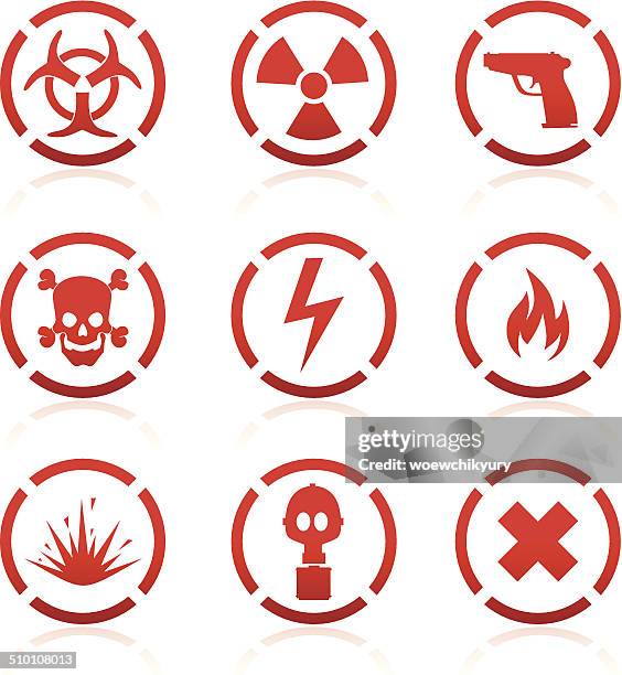 warning symbols vector set - caution radiation stock illustrations