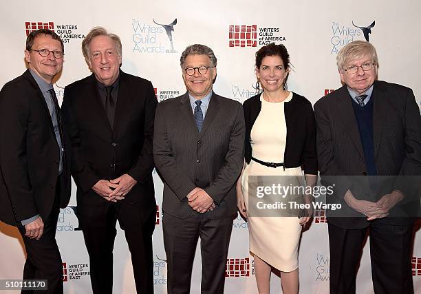 Lowell Peterson, Alan Zweibel, Al Franken, Julie Menin and Michael Winship attend the 68th Annual Writers Guild Awards at Edison Ballroom on February...