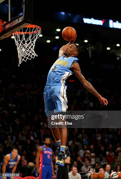 Will Barton of the Denver Nuggets dunks in the Verizon Slam Dunk Contest during NBA All-Star Weekend 2016 at Air Canada Centre on February 13, 2016...