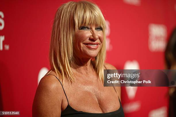 Actress Suzanne Somers attends the 2016 MusiCares Person of the Year honoring Lionel Richie at the Los Angeles Convention Center on February 13, 2016...