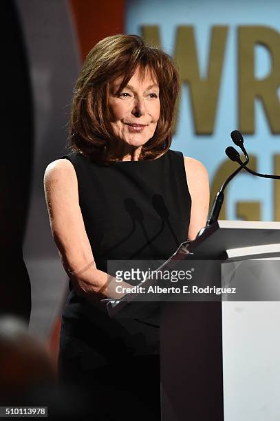 Honoree Elaine May accepts the Screen Laurel Award onstage during the 2016 Writers Guild Awards at the Hyatt Regency Century Plaza on February 13,...