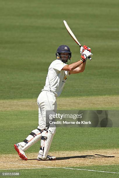 Rob Quiney of the VIC Bushrangers bats during day one of the Sheffield Shield match between South Australia and Victoria at Adelaide Oval on February...