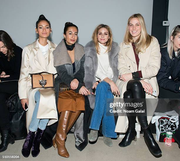 Juana Burga, Nausheen Shah, Olivia Palermo and Selby Drummond attend the Tibi fashion show during Fall 2016 New York Fashion Week on February 13,...