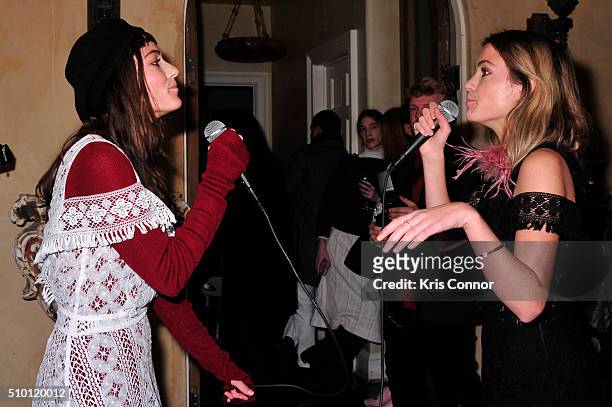 Miranda Anna and Elektra June Kilbey-Jansson of Say Lou Lou performs during the Rodebjer 2016 show during New York Fashion Week at 632 on Hudson on...