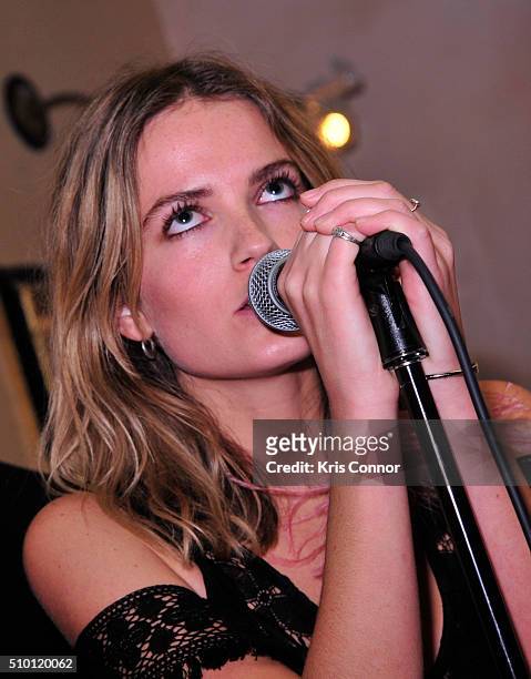 Elektra June Kilbey-Jansson of Say Lou Lou performs during the Rodebjer 2016 show during New York Fashion Week at 632 on Hudson on February 13, 2016...
