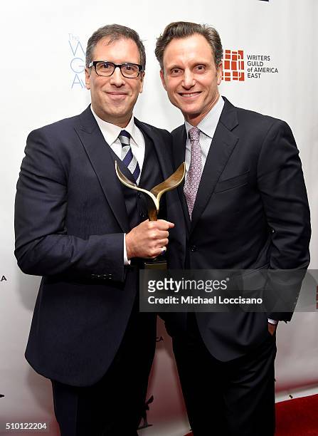 Richard LaGravenese and Tony Goldwyn attend the 68th Annual Writers Guild Awards at Edison Ballroom on February 13, 2016 in New York City.