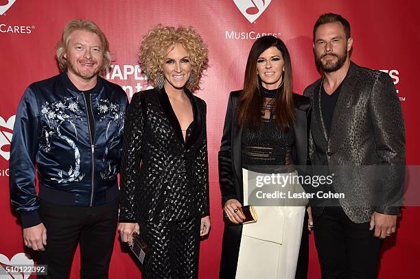 Musicians Phillip Sweet, Kimberly Roads Schlapman, Karen Fairchild and Jimi Westbrook of Little Big Town attend the 2016 MusiCares Person of the Year...