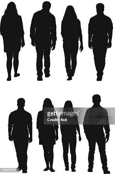 four people walking - four people stock illustrations