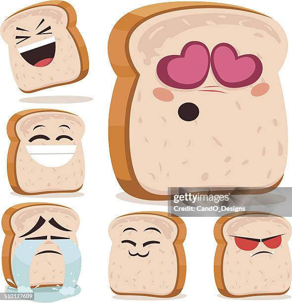 white bread cartoon set b - white bread stock illustrations
