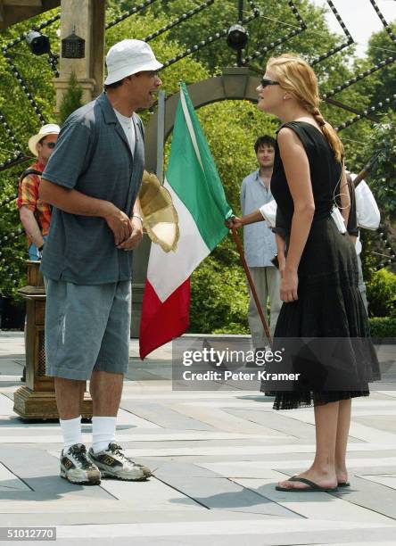 Actors Jimmy Smits and Kristen Johnston attend rehearsals of the 2004 Shakespeare in Central Park production of "Much Ado About Nothing" June 30,...