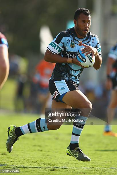Joseph Paulo of the Sharks during the NRL Trial match between the Cronulla Sharks and the Manly Sea Eagles at Remondis Stadium on February 14, 2016...