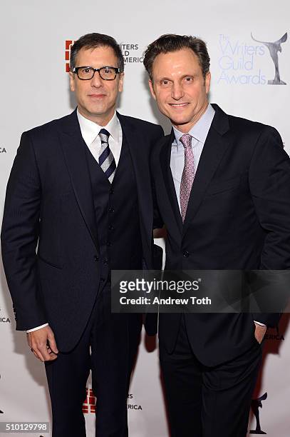 Richard LaGravenese and Tony Goldwyn attend the 2016 Writers Guild Awards New York ceremony at The Edison Ballroom on February 13, 2016 in New York...