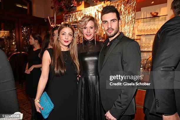 Arzu Bazman, Wolke Hegenbarth and boyfriend Oliver during the Bild 'Place to B' Party at Borchardt during the 66th Berlinale International Film...