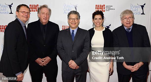 Lowell Peterson, Alan Zweibel, Al Franken, Julie Menin and Michael Winship attend the 2016 Writers Guild Awards New York ceremony at The Edison...