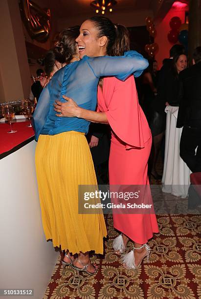 Jessica Schwarz and Annabelle Mandeng during the Bild 'Place to B' Party at Borchardt during the 66th Berlinale International Film Festival Berlin on...