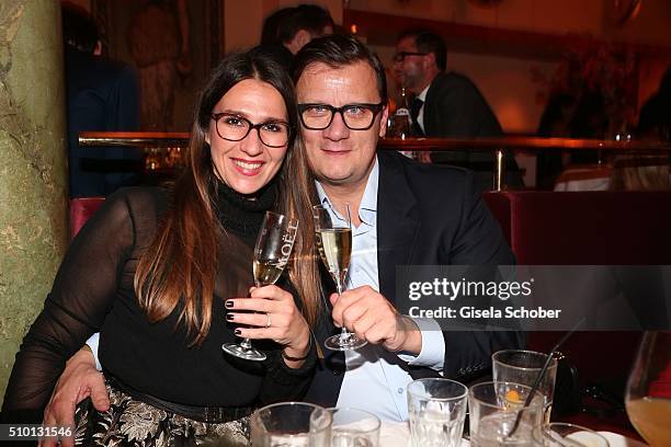 Torsten Koch and his fiance Annika Hofmann during the Bild 'Place to B' Party at Borchardt during the 66th Berlinale International Film Festival...