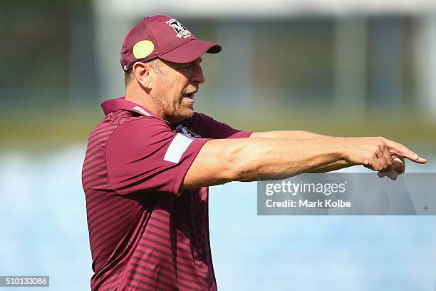 Eagles assistant coach John Cartwright gives instructions during warm-up ahead of the NRL Trial match between the Cronulla Sharks and the Manly Sea...