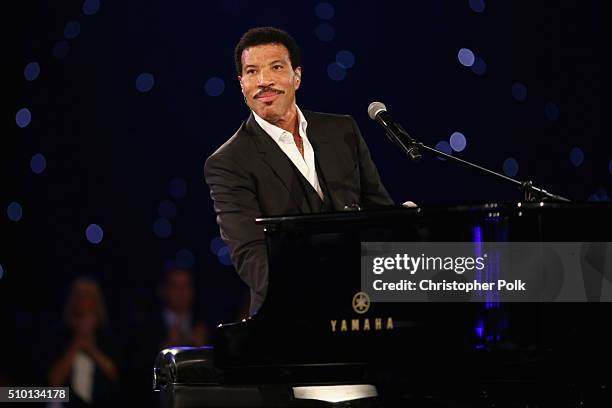 Honoree Lionel Richie performs onstage during the 2016 MusiCares Person of the Year honoring Lionel Richie at the Los Angeles Convention Center on...