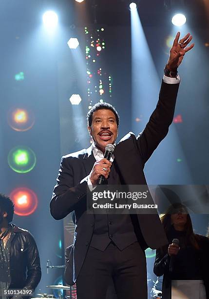 Honoree Lionel Richie performs onstage at the 2016 MusiCares Person of the Year honoring Lionel Richie at the Los Angeles Convention Center on...