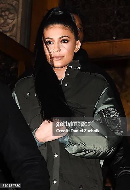 Kylie Jenner is seen outside the Alexander Wang show during New York Fashion Week: Women's Fall/Winter 2016 on February 13, 2016 in New York City.
