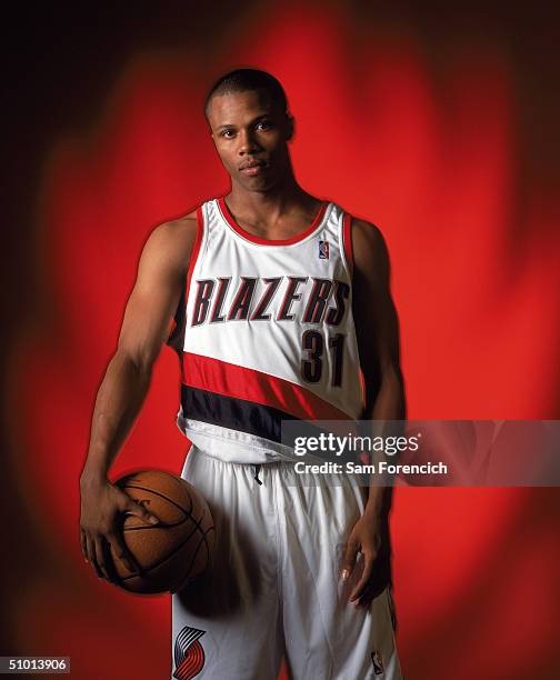 Sebastian Telfair poses for a portrait during the Trail Blazers Draft Picks at Rose Garden on June 28, 2004 in Portland, Oregon. Photo by