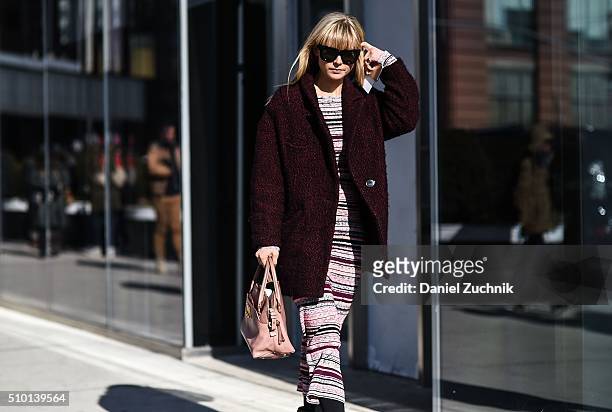 Mosha Lundstrom Halbert is seen outside the Tibi show during New York Fashion Week: Women's Fall/Winter 2016 on February 13, 2016 in New York City.