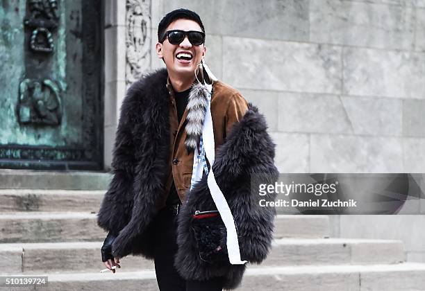 Bryan Boy is seen outside the Alexander Wang show during New York Fashion Week: Women's Fall/Winter 2016 on February 13, 2016 in New York City.