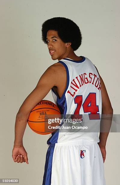 Los Angeles Clippers first round draft pick Shaun Livingston poses for a portrait during a photo shoot at Staples Center on June 30, 2004 in Los...