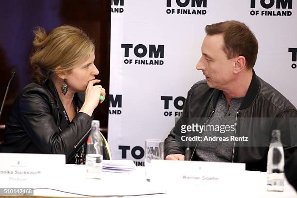 Producer Annika Sucksdorff and actor Werner Daehn attend the 'Tom of Finland' press conference during the 66th Berlinale International Film Festival...