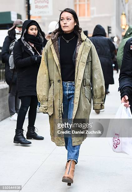 Rachael Wang is seen outside the Alexander Wang show during New York Fashion Week: Women's Fall/Winter 2016 on February 13, 2016 in New York City.