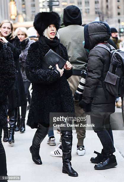 Linda Fargo is seen outside the Alexander Wang show during New York Fashion Week: Women's Fall/Winter 2016 on February 13, 2016 in New York City.
