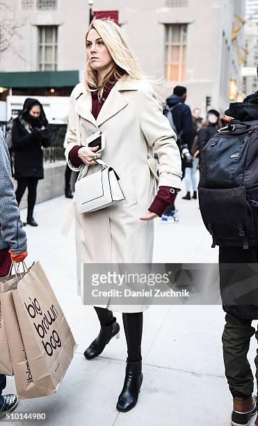 Selby Drummond is seen outside the Alexander Wang show during New York Fashion Week: Women's Fall/Winter 2016 on February 13, 2016 in New York City.
