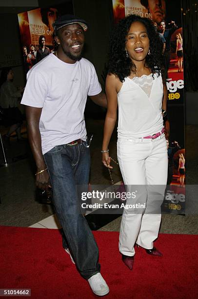 Actors Michael K. Williams and Sonja Sohn attend a premiere screening of HBO's new series "Entourage" at the Loews E-Walk Theater June 30, 2004 in...