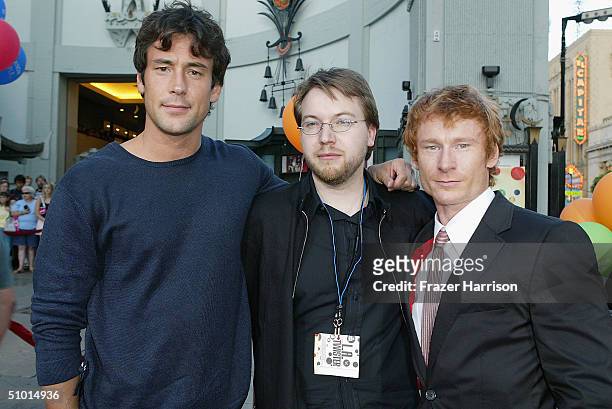 Actor Tony Daly, director Sven Pape and actor Zack Ward arrive at the World Premiere of "LA Twister" on June 30, 2004 at the Grauman's Chinese...