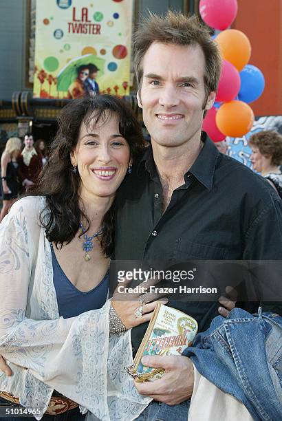 Actress Maggie Wheeler and husband Daniel Wheeler arrive at the World Premiere of "LA Twister" on June 30, 2004 at the Grauman's Chinese Theatre, in...