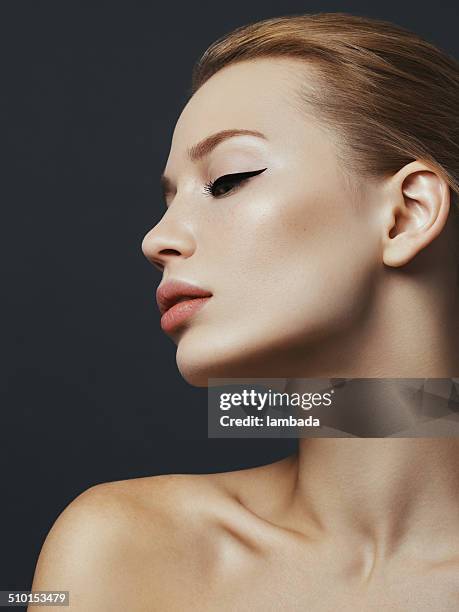 beautiful woman - beautiful woman profile stock pictures, royalty-free photos & images