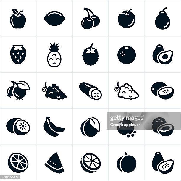 ilustrações, clipart, desenhos animados e ícones de ícones de frutas - framboesa