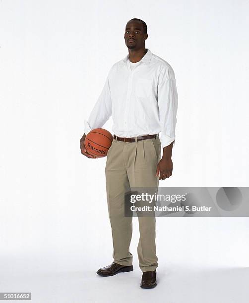 Emeka Okafor poses during the 2004 NBA Draft Portraits at Westin Hotel on June 23 in New York, New York. NOTE TO USER: User expressly acknowledges...