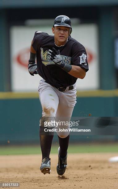 Right fielder Miguel Cabrera of the Florida Marlins runs the bases during the MLB game against the St. Louis Cardinals at Busch Stadium on May 16,...