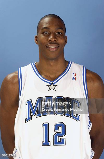 Dwight Howard, The Orlando Magic's first overall pick of the 2004 NBA Draft, poses for a portrait at TD Waterhouse Centre on June 25, 2004 in...