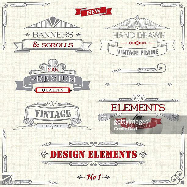 stockillustraties, clipart, cartoons en iconen met banners, frames, scrolls and corners - hand drawn - hand drawn frames