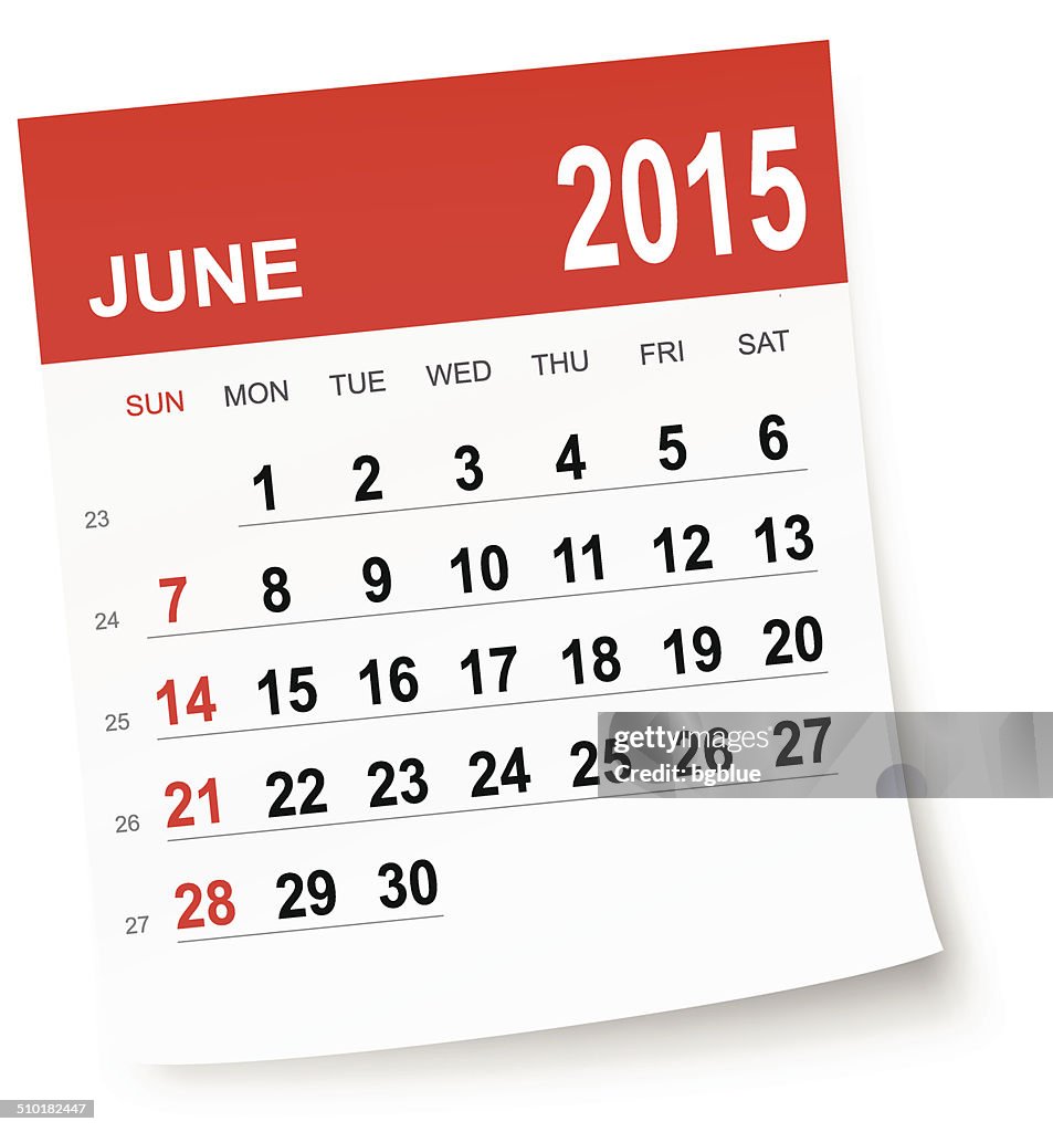 June 2015 June 2015 Calendar High-Res Vector Graphic - Getty Images