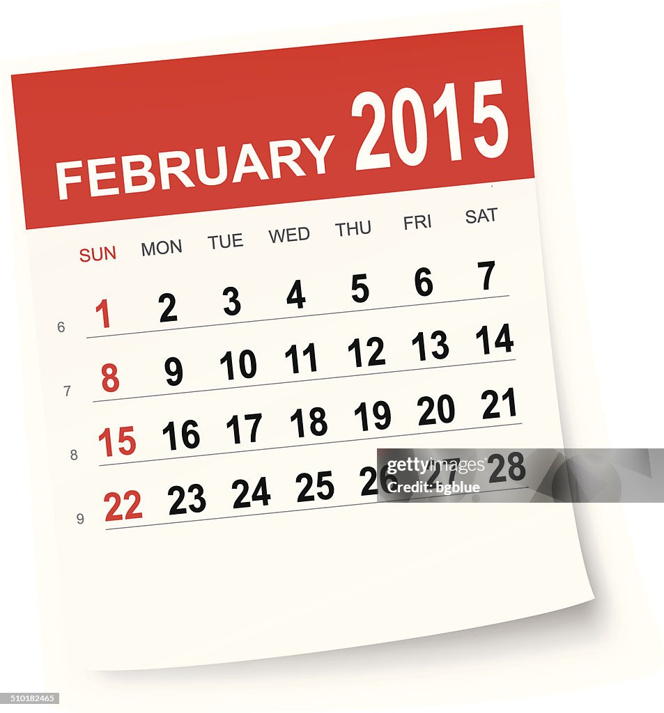 February 2015 February 2015 Calendar High-Res Vector Graphic - Getty Images