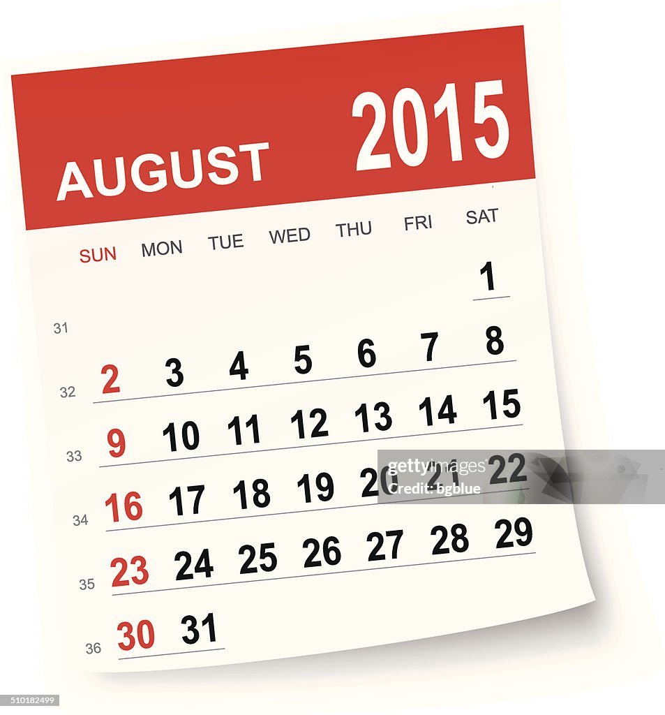 August 2015 calendar